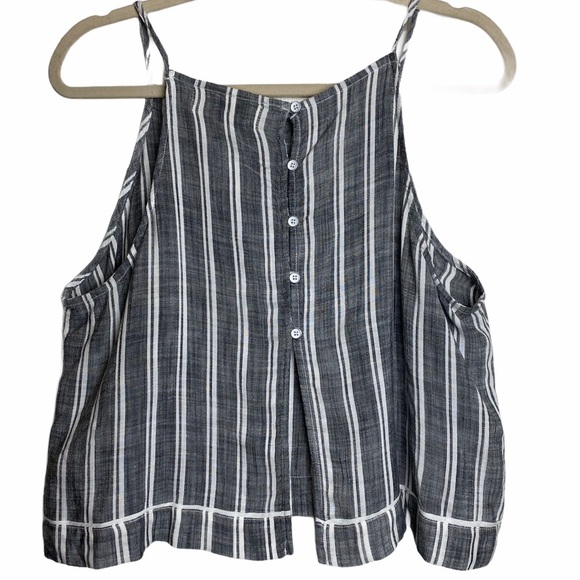 NEW Cloth & Stone Button Back Black & White Cropped Top - Picture 2 of 6